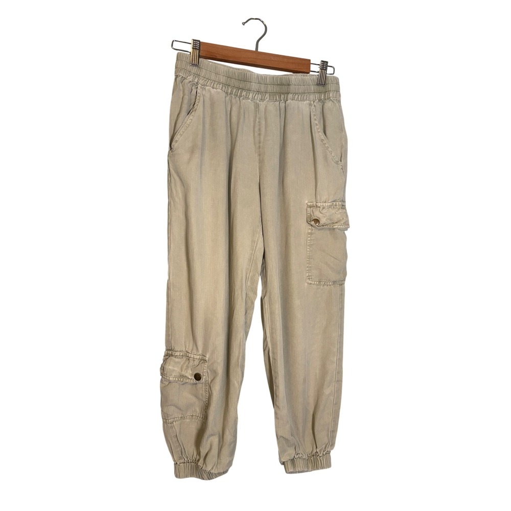 Anthropologie Tencel Cargo Joggers Khaki Tan Utility Pants Small Petite